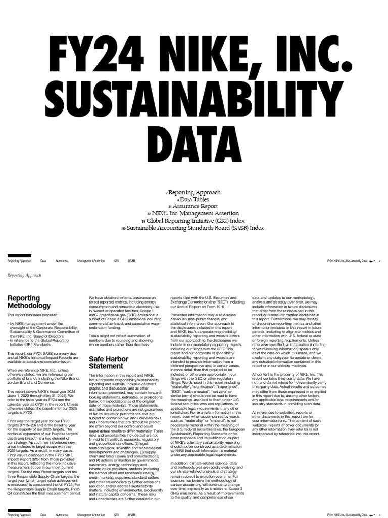 FY24 Nike Sustainability Report Overview | PDF
