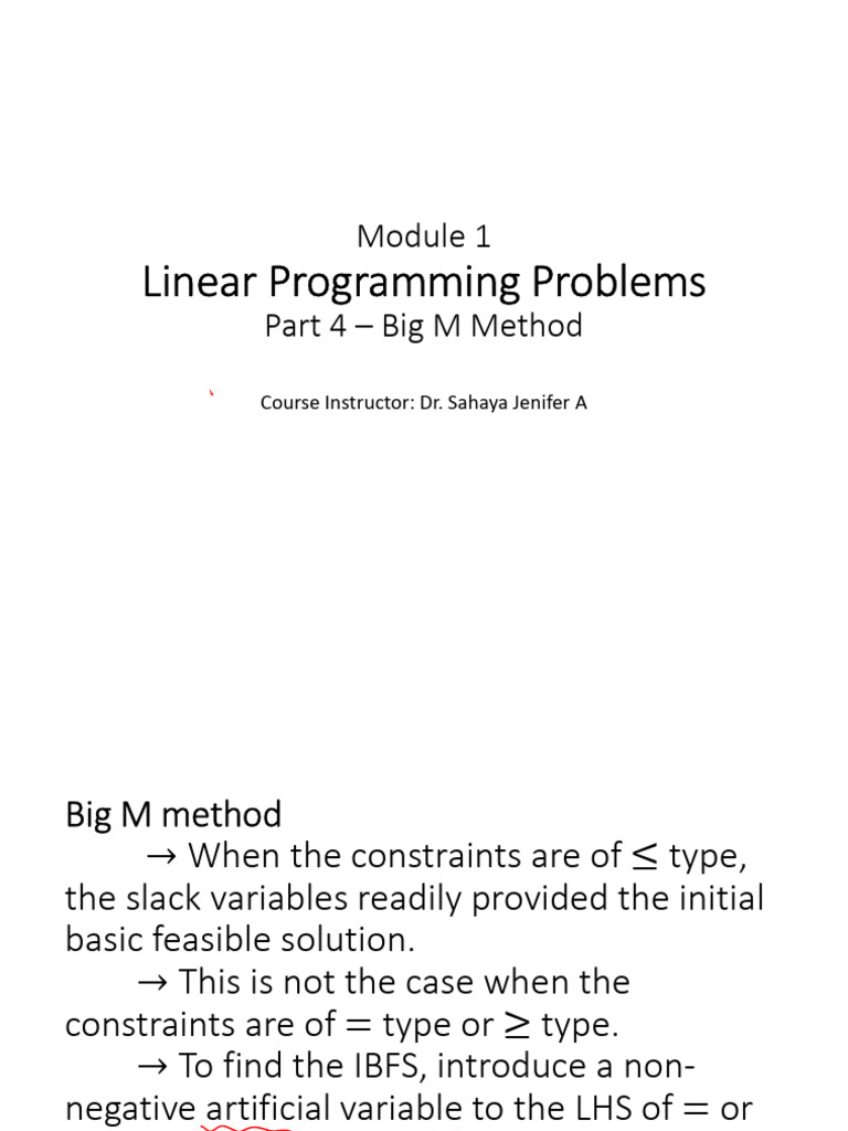 Module1 - Part4 - Big M Method | PDF