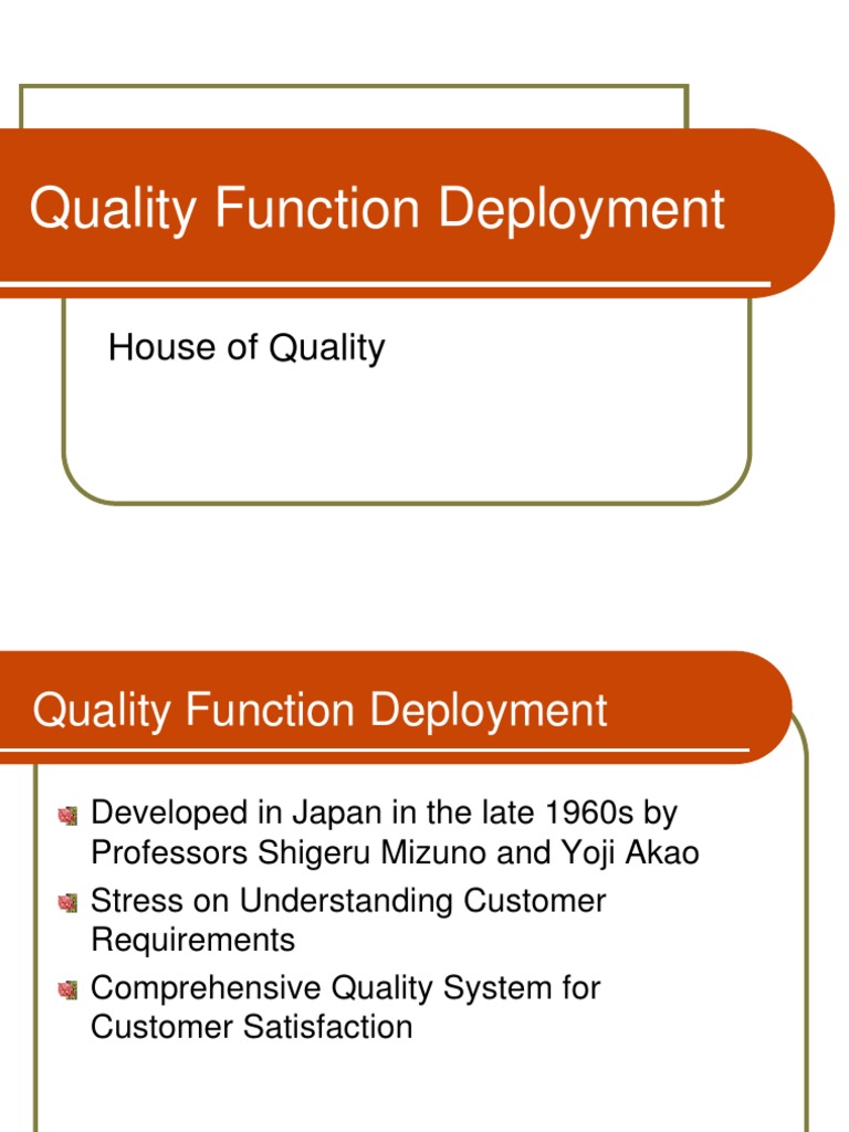 Quality Function Deployment PDF Quality (Business) Quality Management System