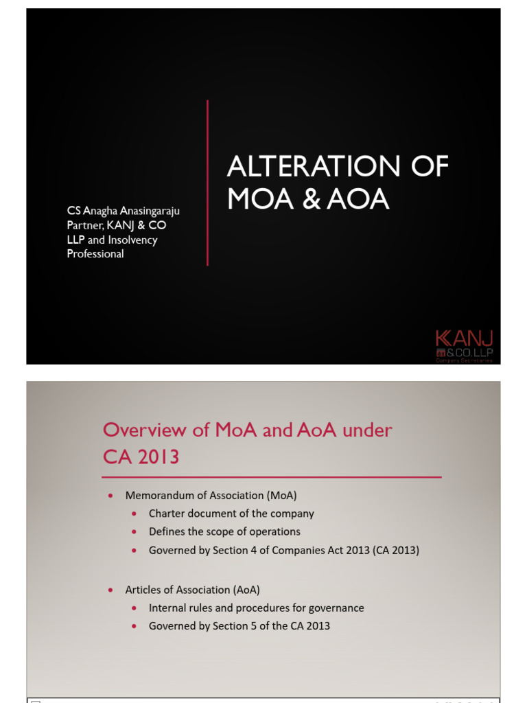 MoA & AoA Alteration Guide CA 2013 | PDF | Articles Of Association ...