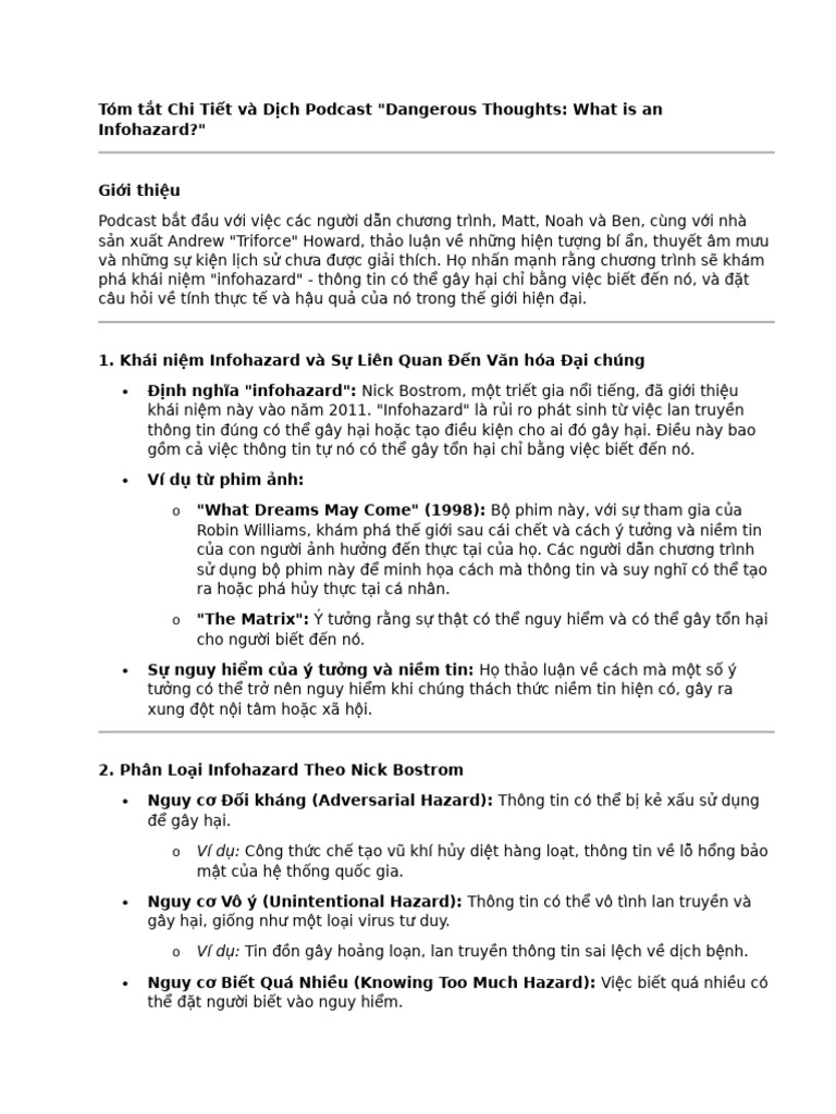 Dangerous Thoughts - What Is An Infohazard | PDF