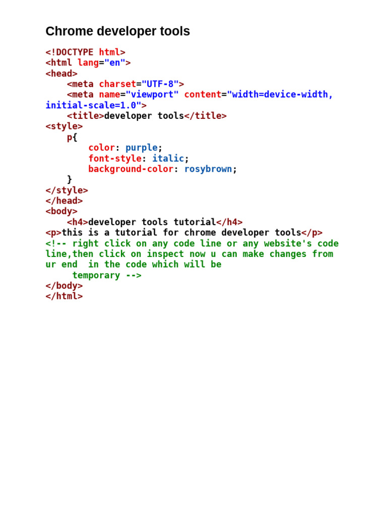 Chrome Developer Tools Tutorial | PDF