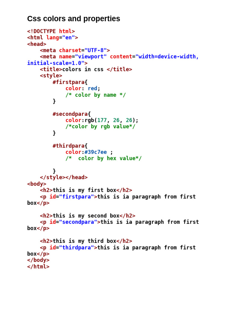 Css Colors and Properties | PDF