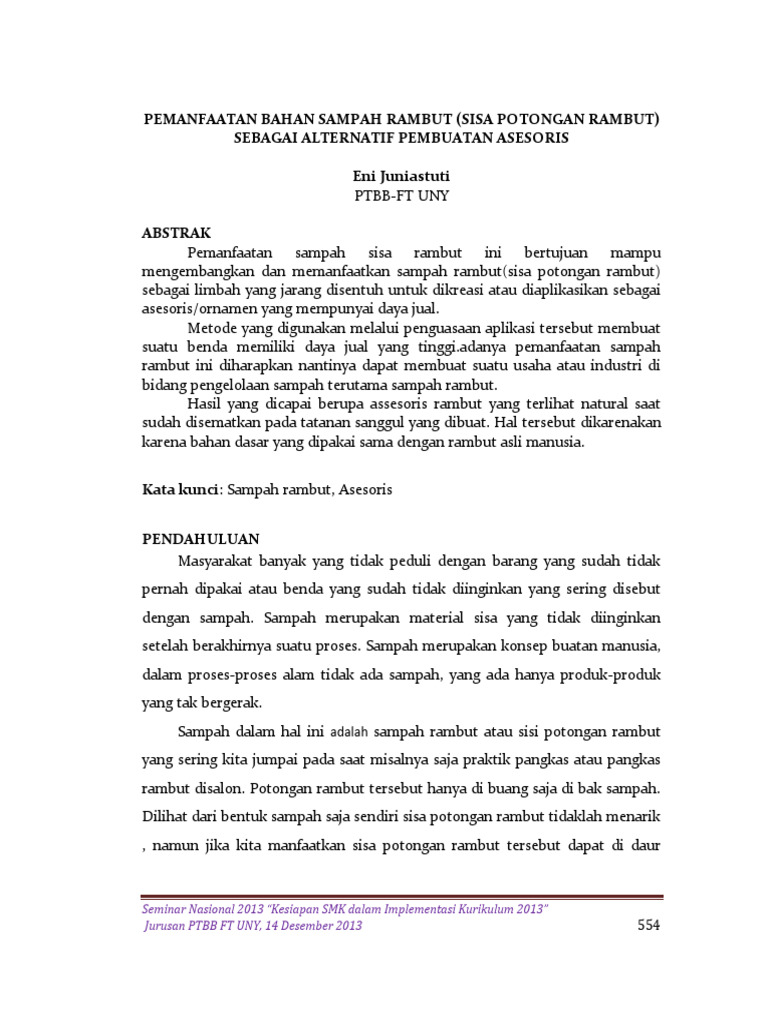 Pemanfaatan Bahan Sampah Rambut (Sisa Potongan Rambut) Sebagai ...