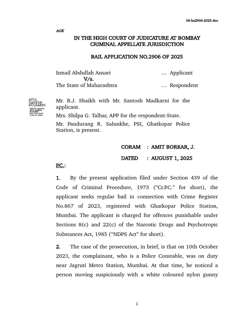Bail Application Rejected in NDPS Case | PDF | Bail | Justice