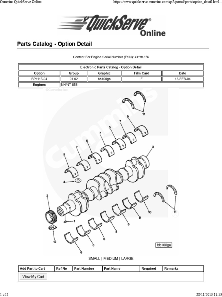 Cummins NH/NT 855 Parts Catalog | PDF | Engines | Internal Combustion ...
