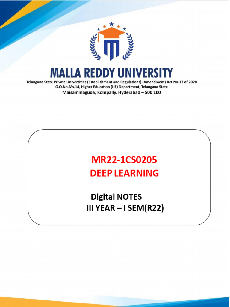 DL Digital Notes | PDF | Machine Learning | Deep Learning