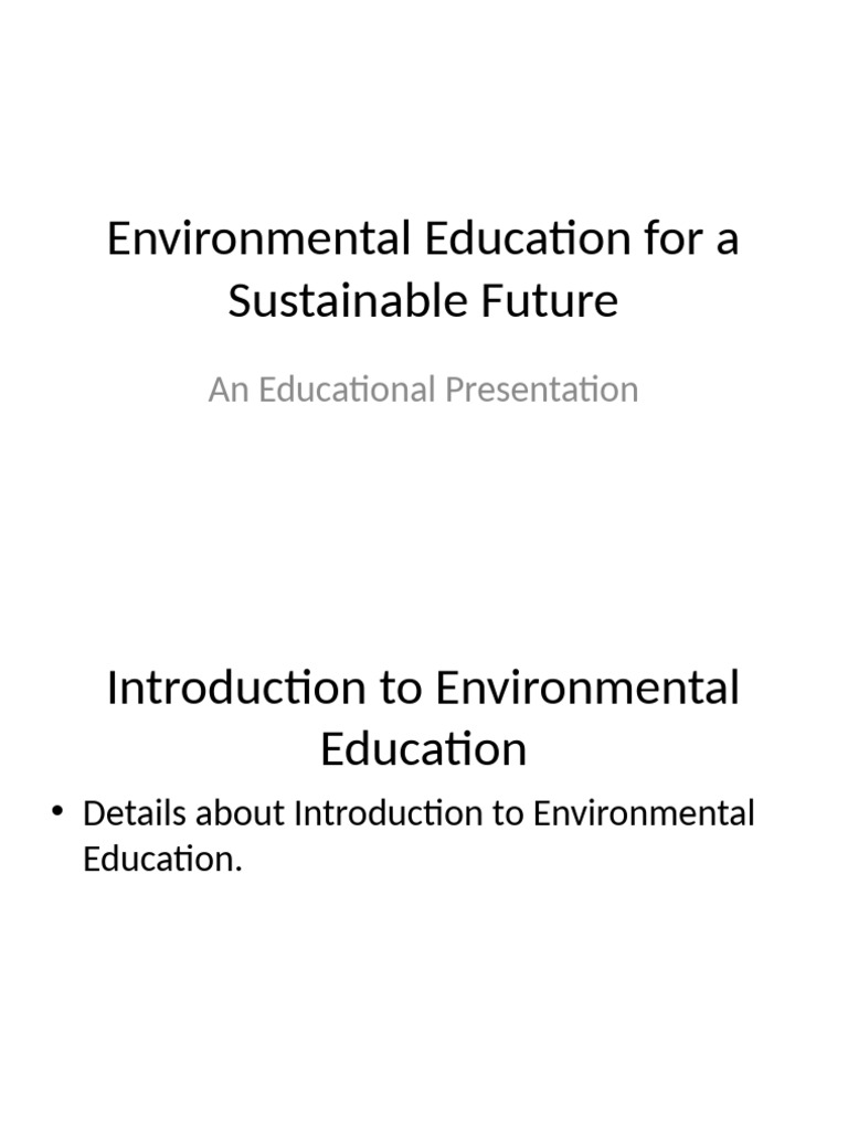 Environmental Education for a Sustainable Future | PDF