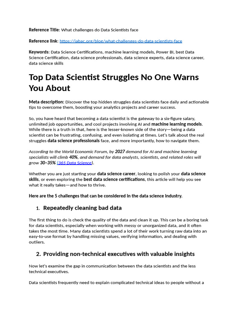 Data Scientists' Hidden Challenges | PDF | Data Science | Privacy