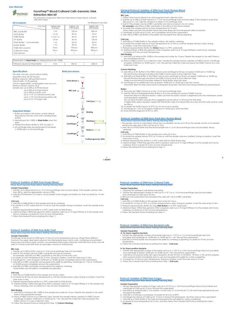 Genomic DNA Extraction Protocol | PDF | Red Blood Cell | Lysis
