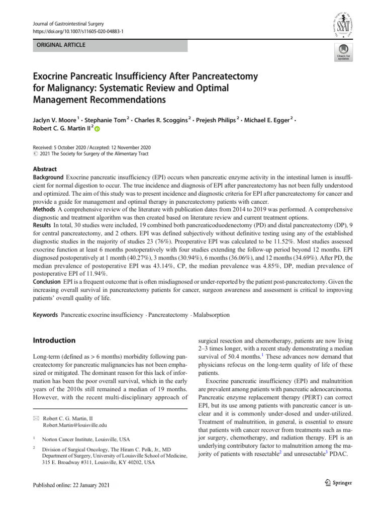 02 - Moore - Exocrine Pancreatic Insufficiency After Pancreatectomy ...