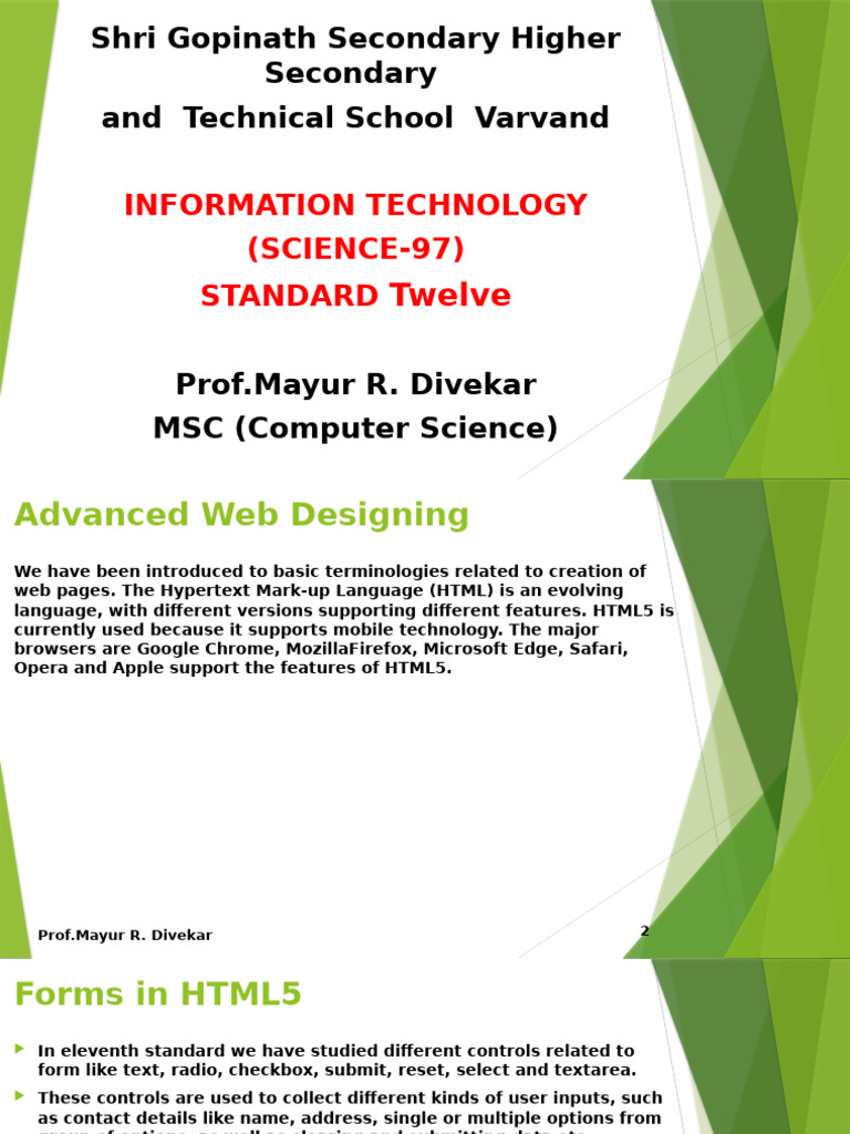 Advanced Web Designing Concepts | PDF | Html Element | Html