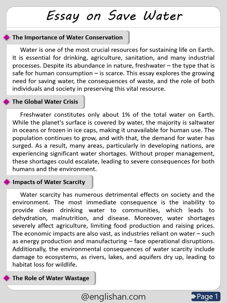 Importance of Water Conservation | PDF | Water Scarcity | Water ...