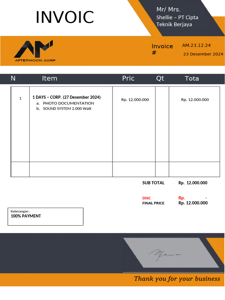 Invoice Fotografer + Sound System | PDF