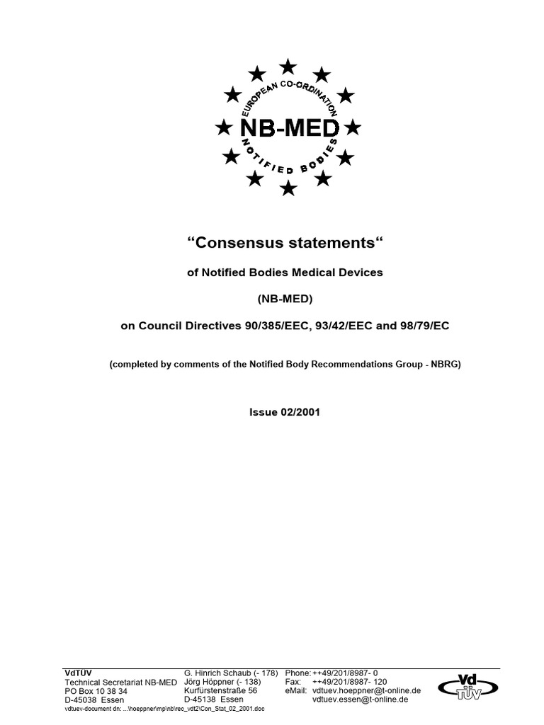 Consensus Statements on Medical Devices | PDF | Medical Device