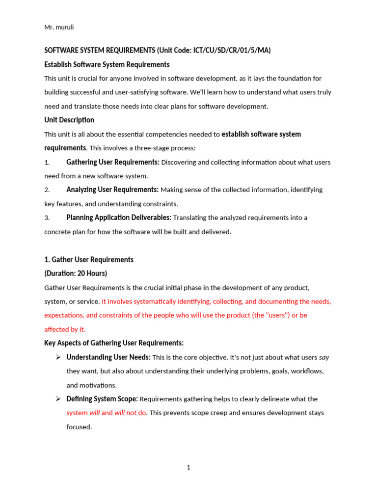 Establishing Software System Requirements | PDF | Feasibility Study ...