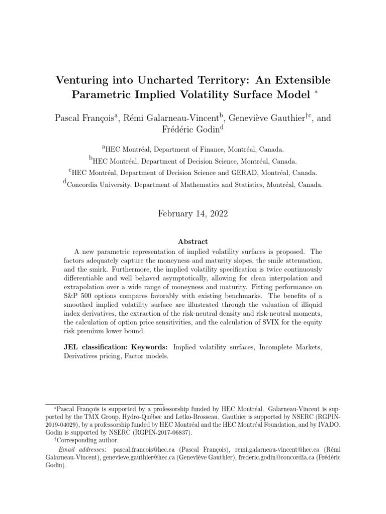 Extensible Implied Volatility Model | PDF | Greeks (Finance) | Option ...