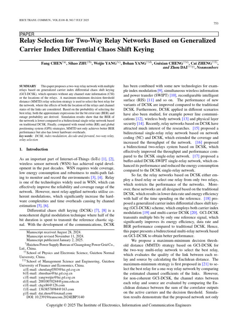 Relay Selection For Two-Way Relay Networks Based On Generalized Carrier ...