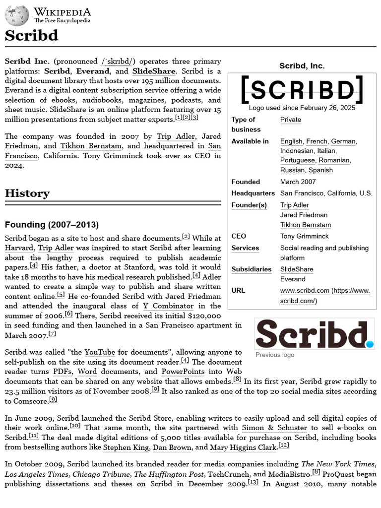 Scribd Company Overview and History | PDF | Scribd