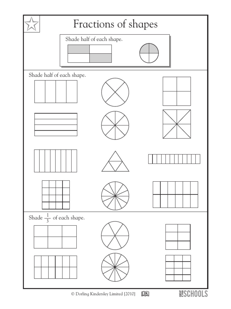 Fractions and Shading Shapes Guide | PDF