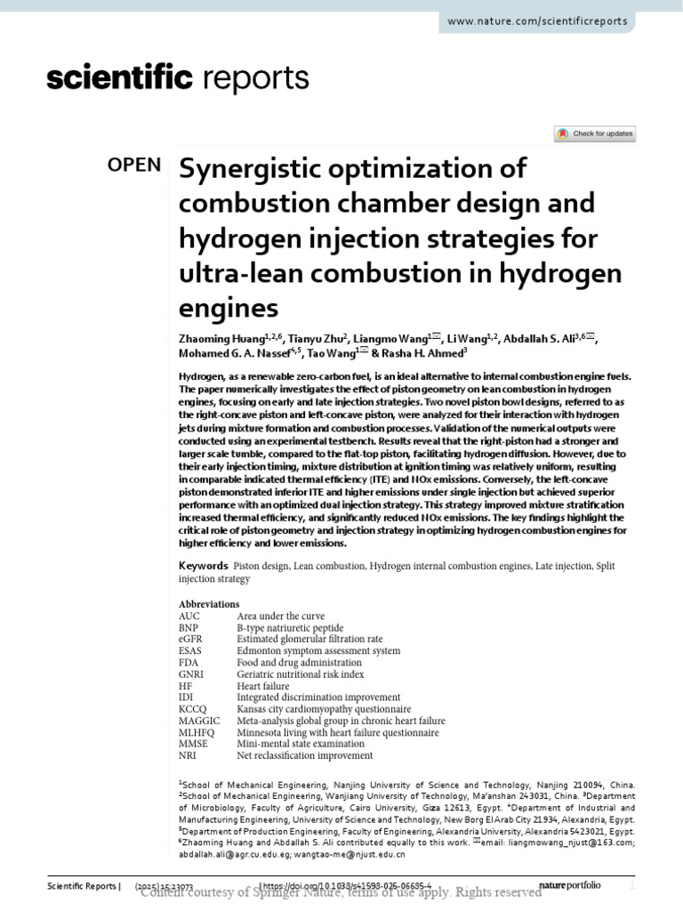 Optimizing Hydrogen Engine Combustion | PDF | Combustion | N Ox