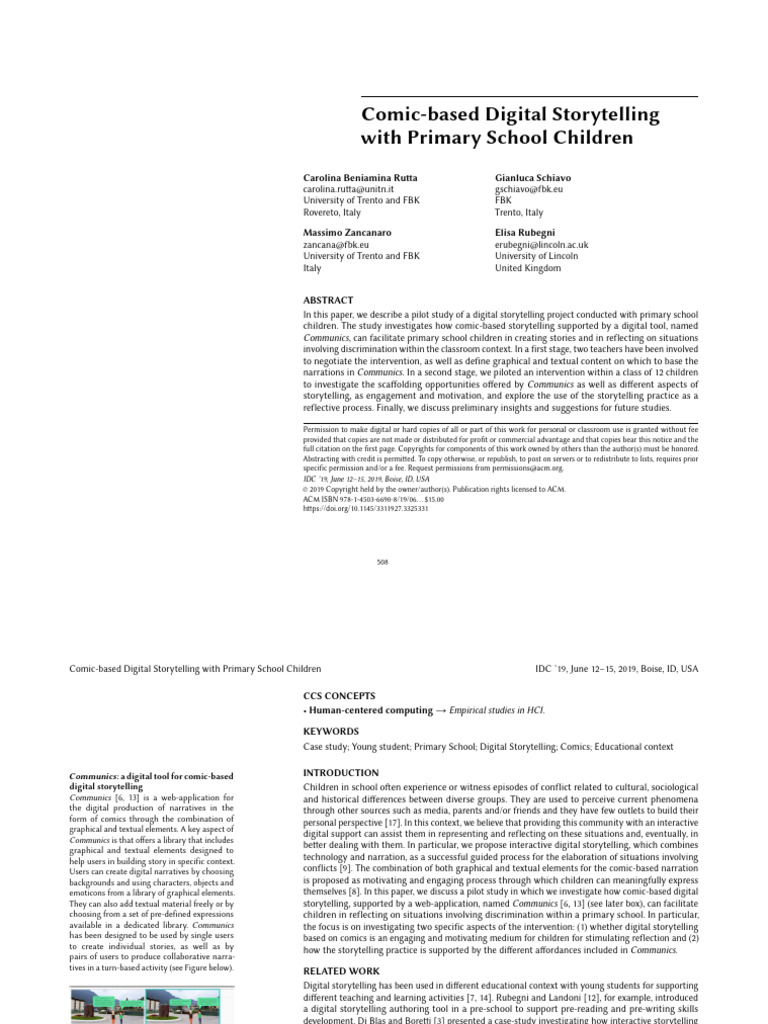 Comic-Based Digital Storytelling With Primary School Children | PDF ...