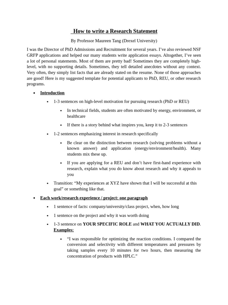 How To Write A Research Statement | PDF | Cognition | Learning