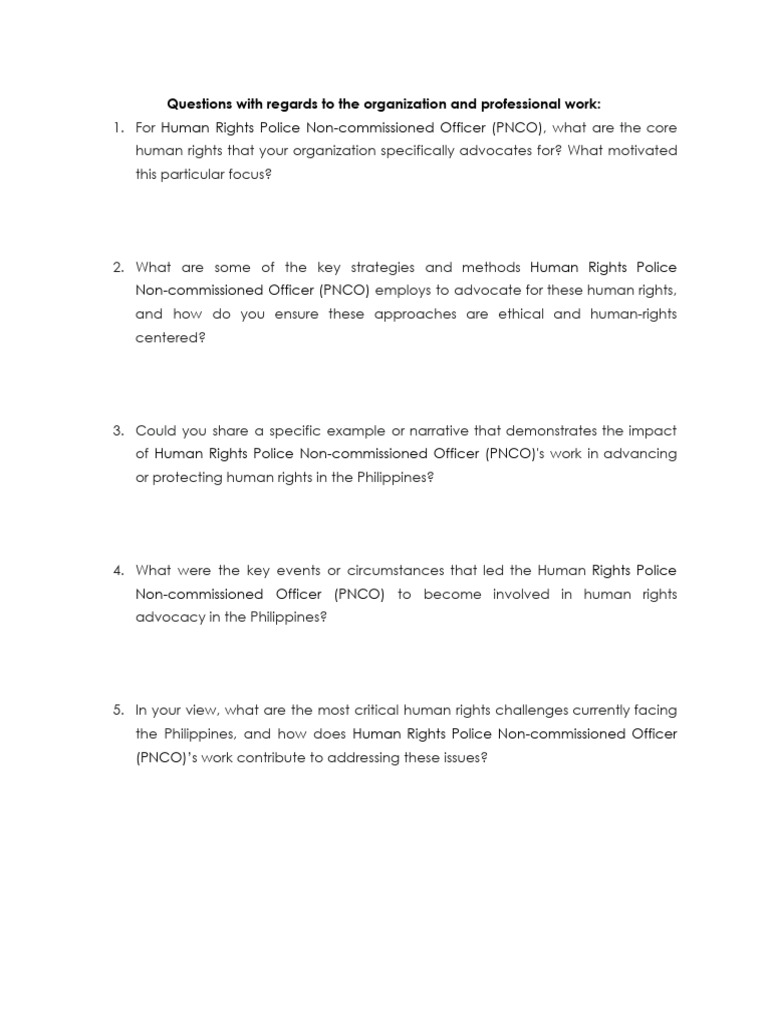 Human Rights Advocacy by PNCO in the Philippines | PDF