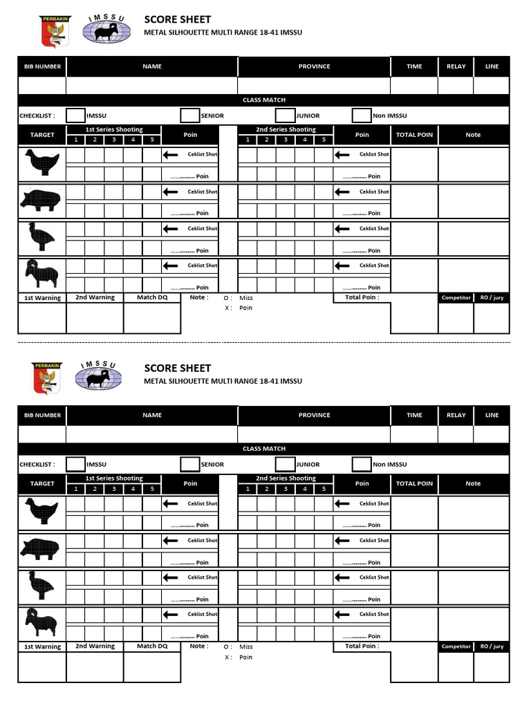 IPSC Multi-Range Score Sheet | PDF