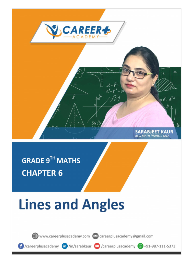 Class 9 Maths: Lines and Angles MCQs | PDF | Triangle | Angle