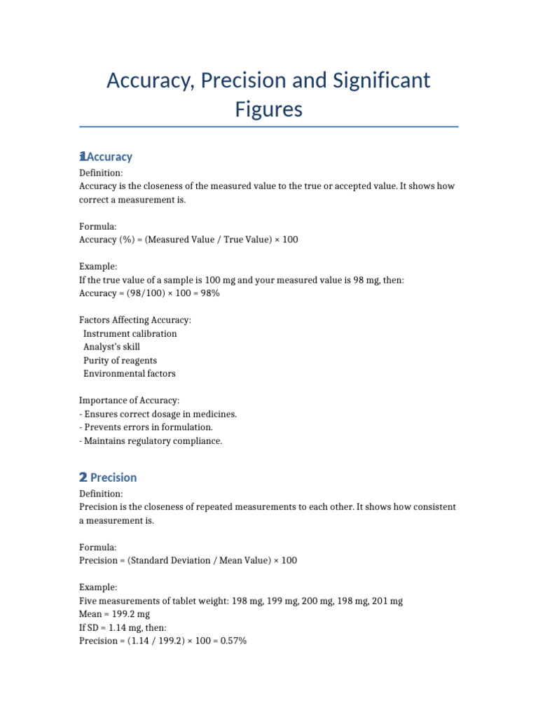 Accuracy and Precision in Measurements | PDF | Accuracy And Precision ...