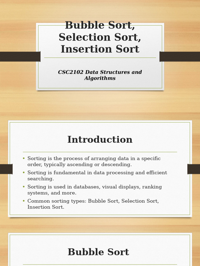 Sorting Algorithms: Bubble, Selection, Insertion | PDF | Information ...