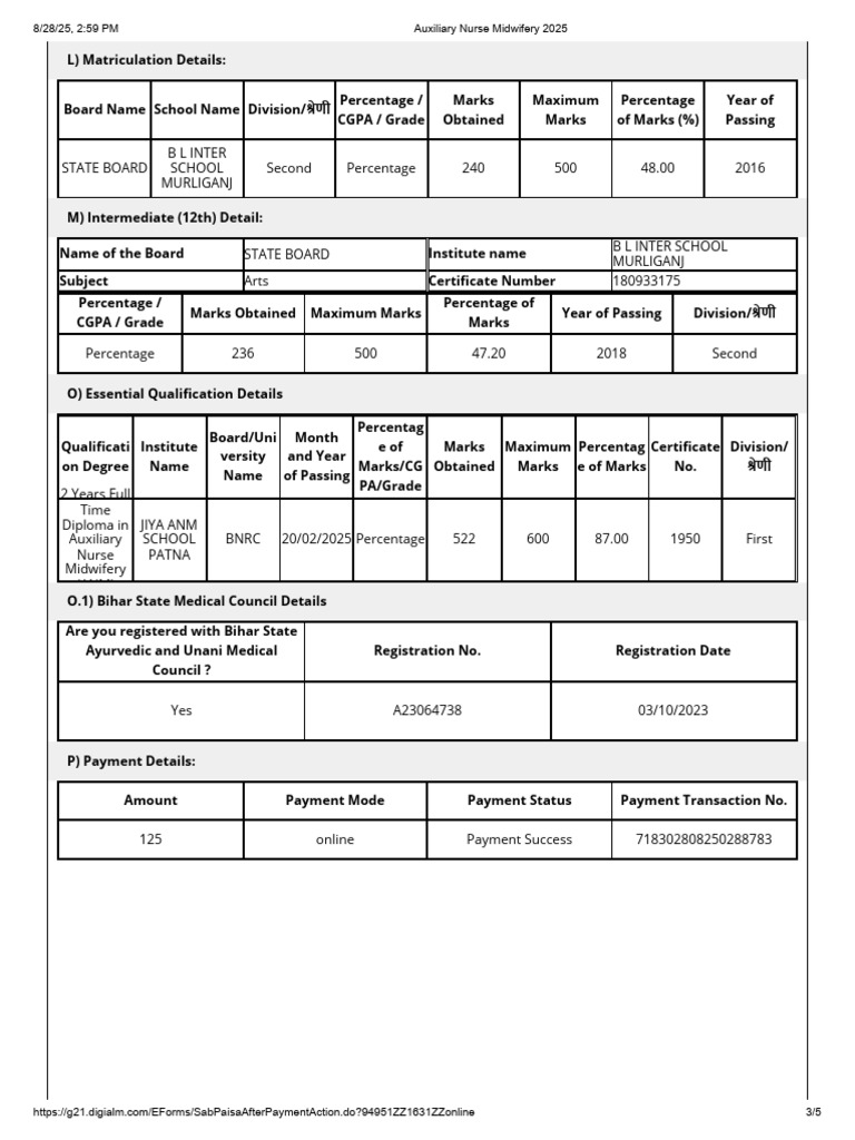 Matriculation and ANM Diploma Details | PDF | Health Sciences | Social ...