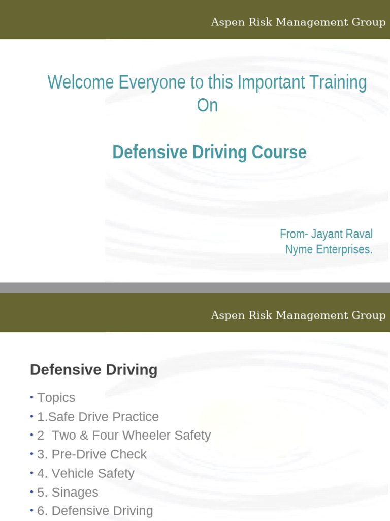 Training On Defensive Driving DDC | PDF | Traffic | Intersection (Road)