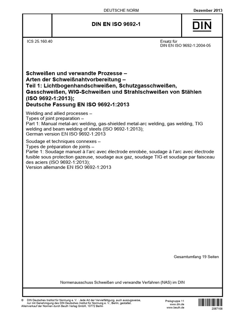Din en Iso 9692-1 | PDF
