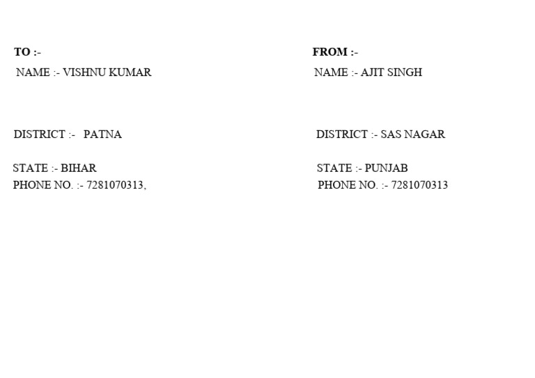 Address and Contact Details Form | PDF