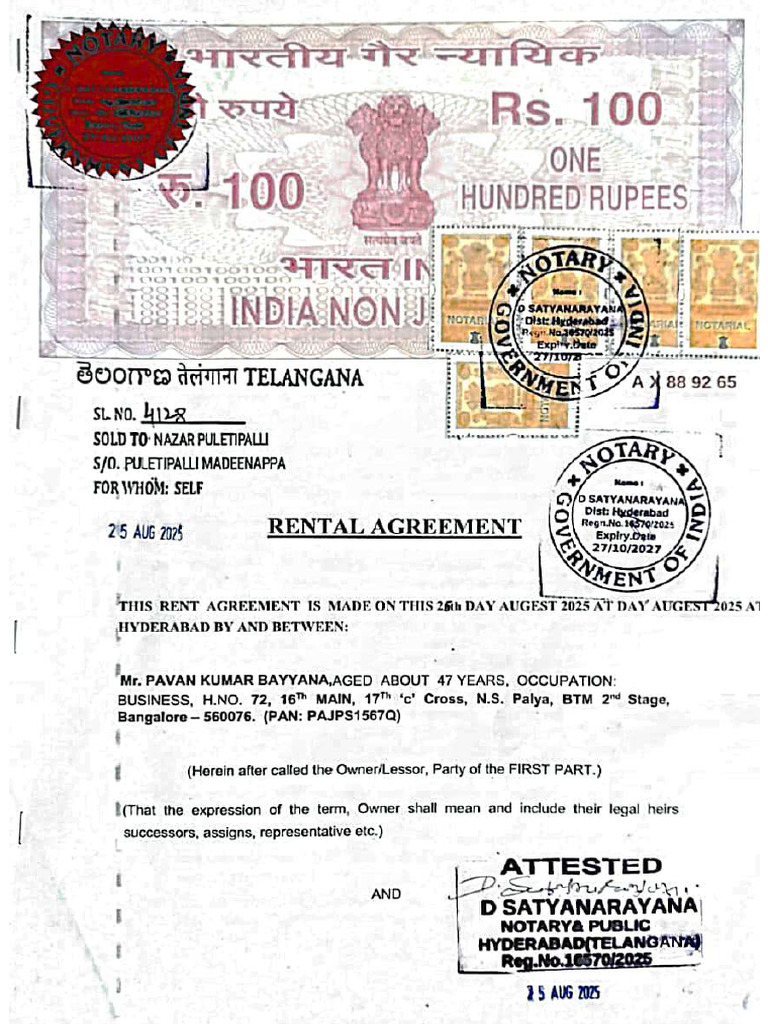 Janardan Hyderabad Shop Rent Deed | PDF