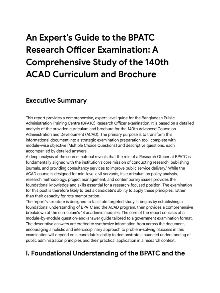 BPATC Research Officer Exam Guide | PDF | Curriculum | Knowledge