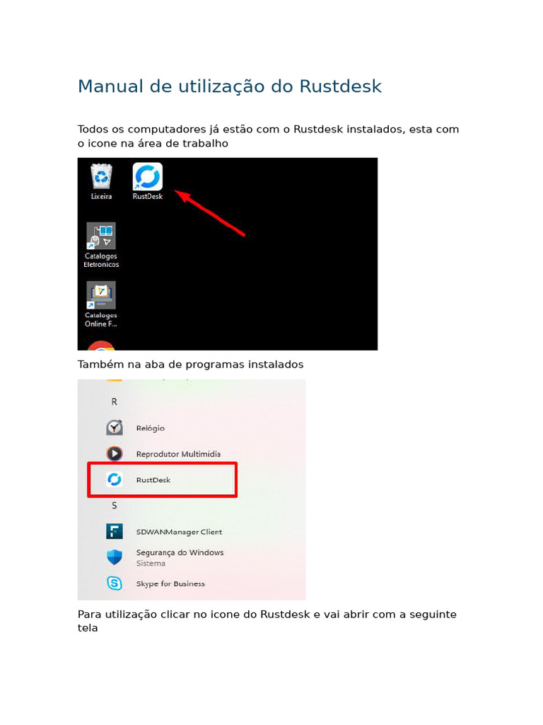 Manual de Uso do Rustdesk | PDF
