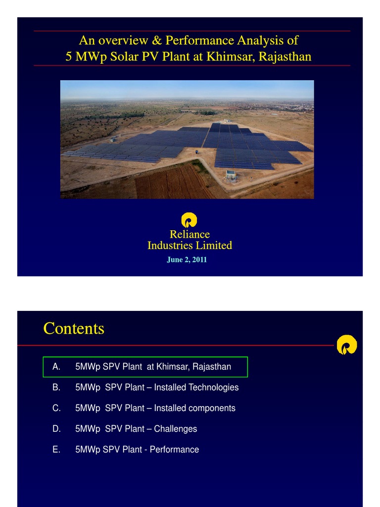 Performance Analysis of 5MW Solar Plant | PDF | Photovoltaic System ...