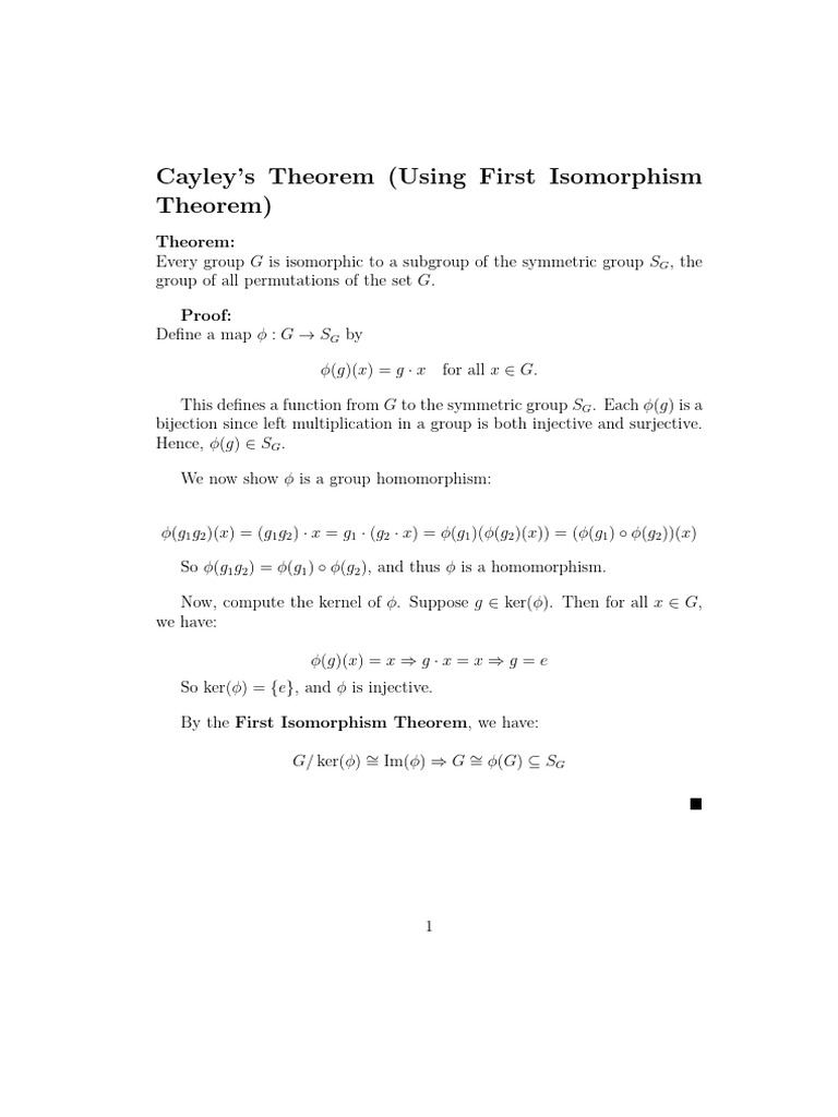 Cayley's Theorem and Its Proof | PDF