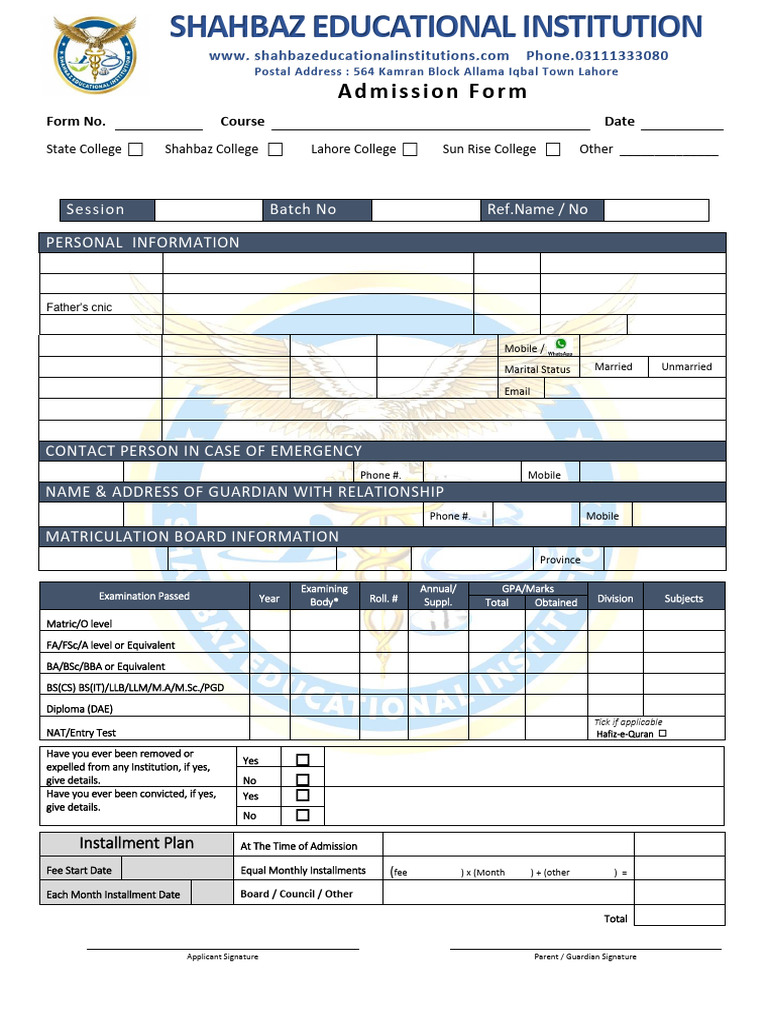 College Admission Form Instructions | PDF