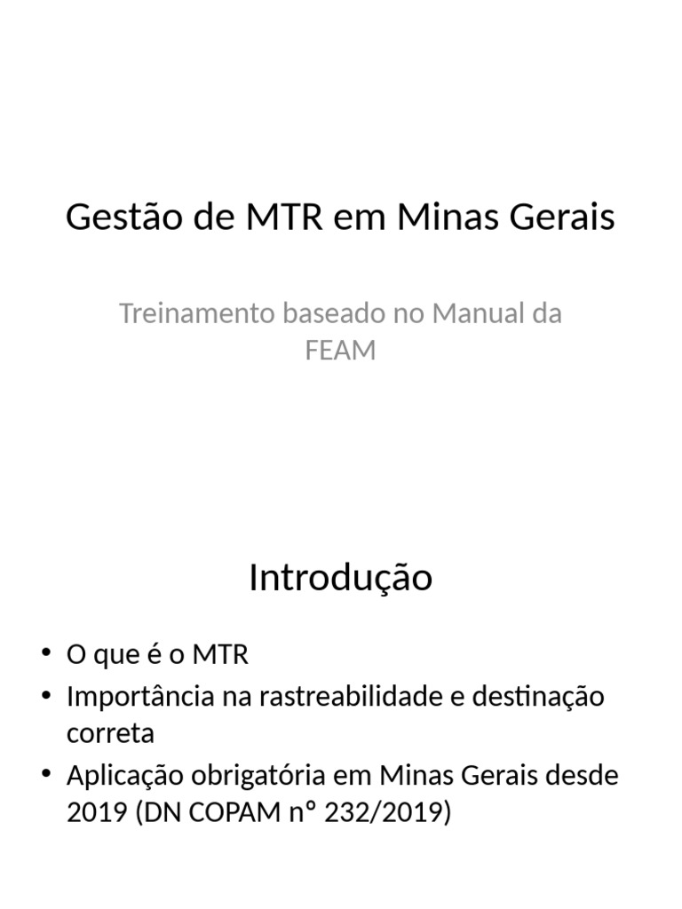 Gestão de MTR em Minas Gerais: Guia Completo | PDF