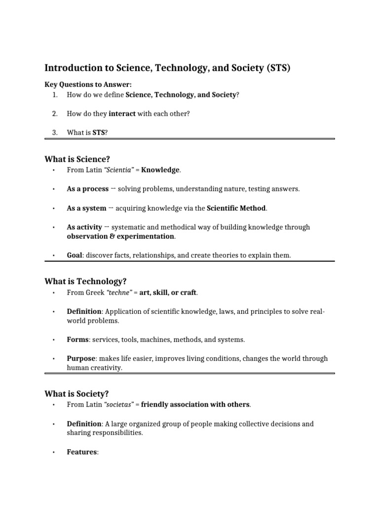 Introduction to Science and Technology | PDF