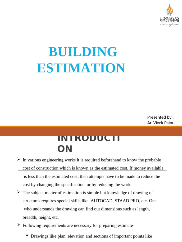 Building Estimation Guide for G+1 Structure | PDF | Concrete | Length