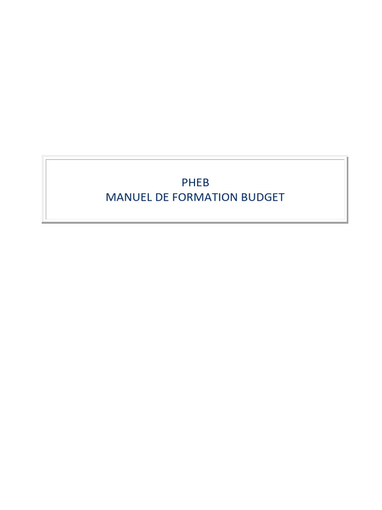 Manuel de Formation Budget PHEB | PDF | Budget | Comptabilité