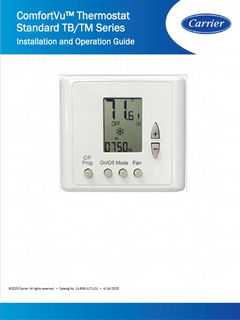 ComfortVu™ Thermostat Installation Guide | PDF | Thermostat | Temperature