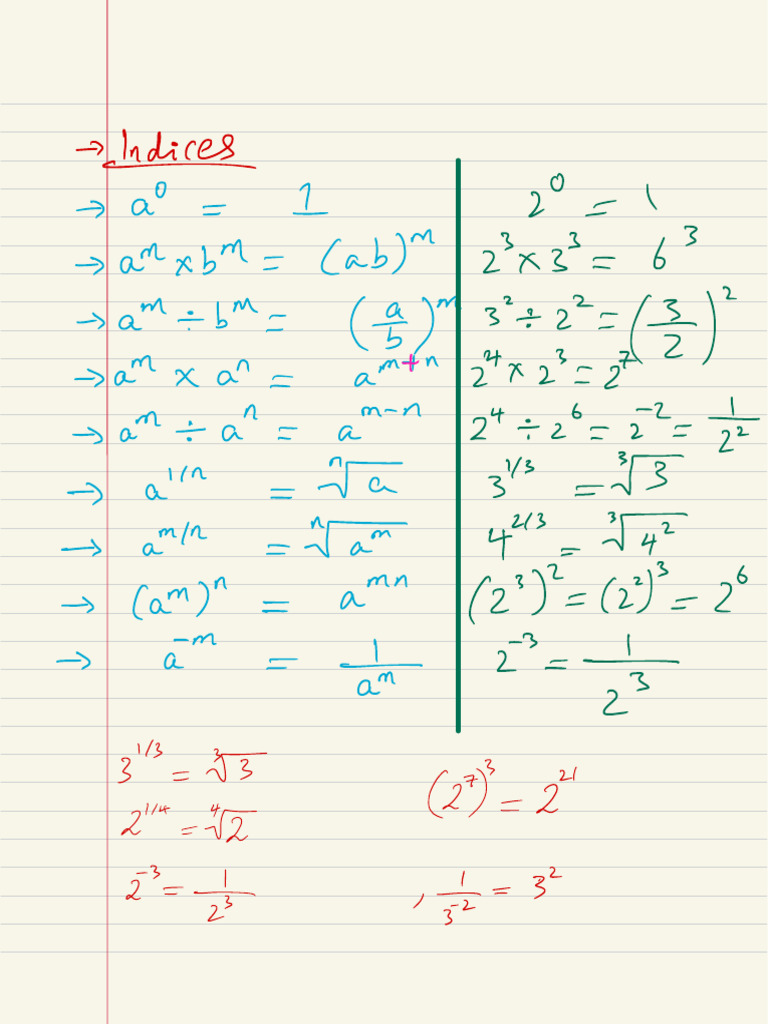 Mathematical Indices and Equations Guide | PDF