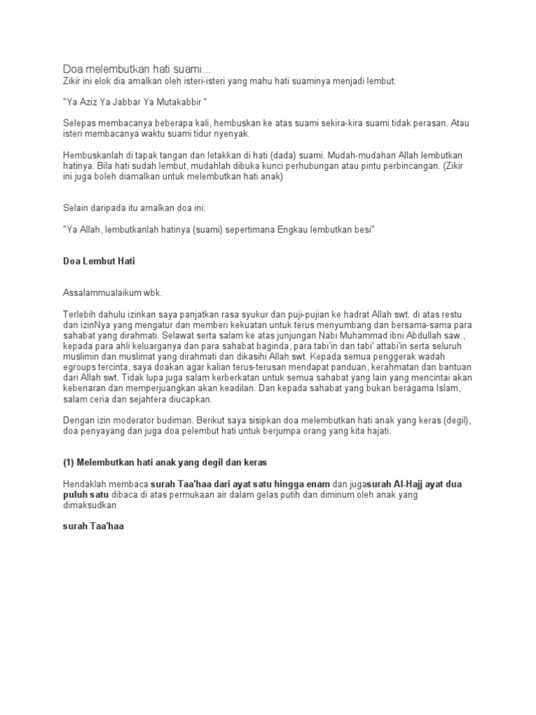 Doa Melembutkan Hati Suami Pdf