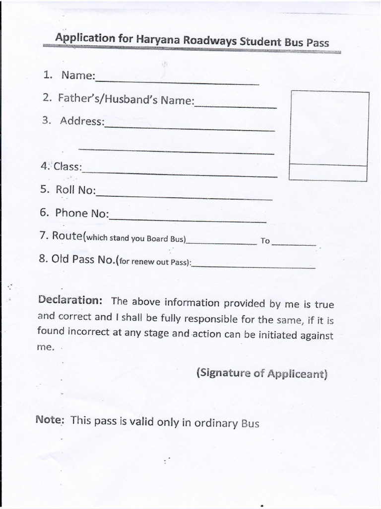 New Buss Pass Form | PDF